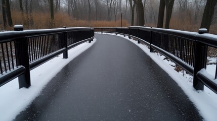 Obraz premium Winter park path winding through snow