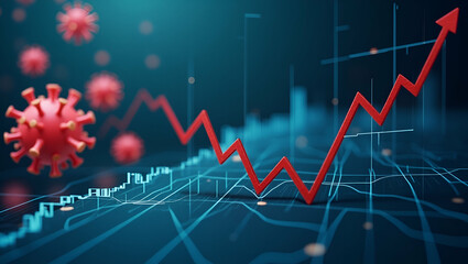 Fototapeta premium Understanding Flat Recessions: Cute Vector Illustrations of Downward Graphs Depicting Financial Crisis and Global Recession Risks During COVID-19