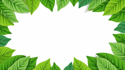 Green Leaves and Water Conservation Symbols Border Frame with Copy Space for World Environment Day - Sustainability Concept in Photo Stock with Left Side Empty Space