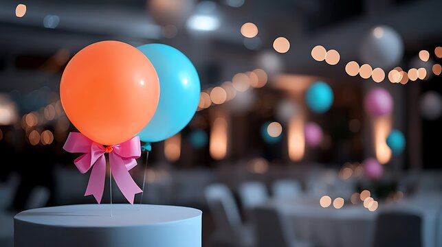Orange And Teal Balloons On A White Table Festive Sweet Sixteen Party Decor