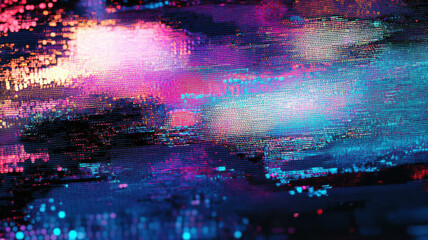 Fototapeta premium Digital glitch effect with distorted colorful pixels, cyberpunk aesthetic