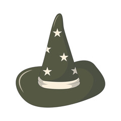 Halloween Witch Hat Element. Halloween Spooky Decoration. Vector Illustration in Cartoon Concept.