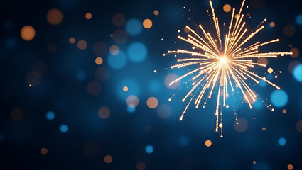 Obraz premium Stunning Gold and Blue Fireworks Bokeh for New Year Eve Celebrations