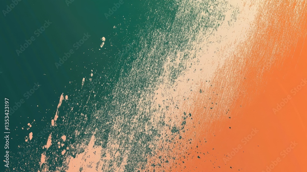 Poster abstract gradient design featuring splashes of color transitioning from green to orange, creating a 