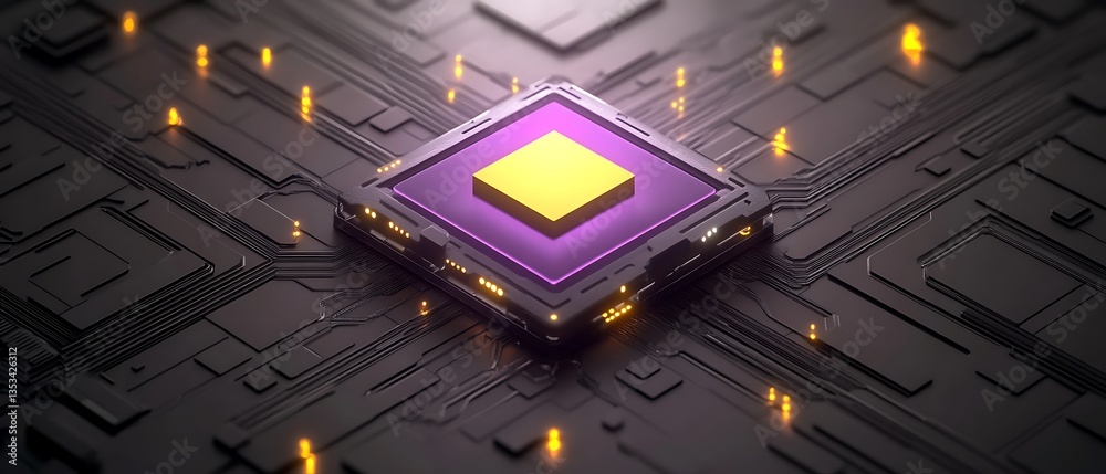 Wall mural a futuristic computer processor depicted in an abstract digital render