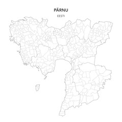 Obraz premium Geopolitical Vector Map of Pärnu County (Estonia) with Municipalities (Omavalitsused), and Settlements (Asulad) Administrative Subdivisions as of 2025 - Estonia