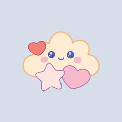 A pink cartoon baby girl with a heart-shaped flower, a vector of love for Valentine's Day