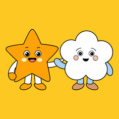 Cute cartoon cat and dog vector set, a sweet animal love illustration