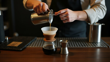 Brewing Coffee with Vintage Dripper Kits: A Barista's Guide to Classic Techniques in Stock Photos