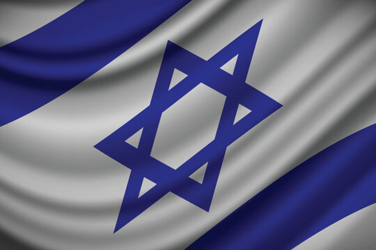 Vector flag of israel. israel waving flag background.
