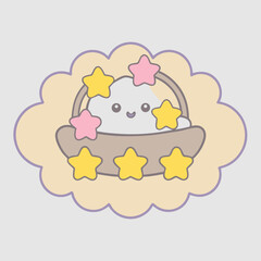 newborn baby girl in the clouds