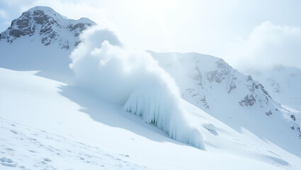 Dramatic Avalanche Surges Down Snowy Mountainside: A Stunning Display of Winter's Raw Power