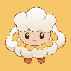Happy fluffy sheep playing on a grassy farm