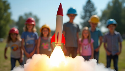 Engaging Model Rocket Launching Activity for Kids on a Sunny Day