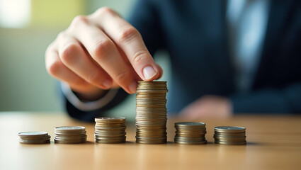 Businessman Stacking Coins: A Visual Guide to Finance, Investment Management & Portfolio Diversification