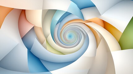 Obraz premium Abstract Swirling Pastel Spiral Design Soft Hues 3D Render Geometric Pattern Whimsical Artwork