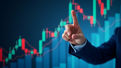 Investor Analyzing World Financial Markets with Candlestick Charts
