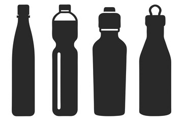 set of Water Bottle silhouette vector illustration