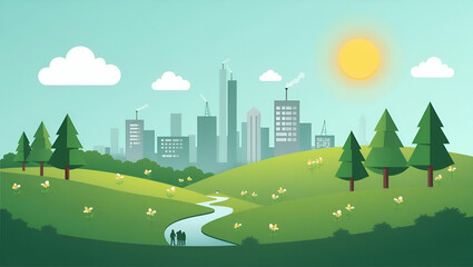 Naklejka premium Achieving Net Zero: A Smart Business Strategy for Carbon Neutral Greenhouse Gas Emissions