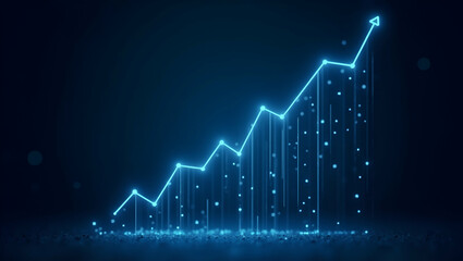 Futuristic Blue Growth Chart: Low Poly Wireframe Design for Innovative Business Insights
