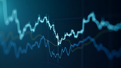 Obraz premium Flat Investment Strategies: Financial Analysis with Market Stock Graphs in Cute Vector Style