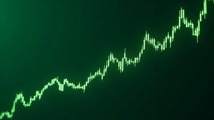 Obraz premium Bull Market Trading: Uptrend Candlestick Graph on Green Background with Rising Prices Enhanced by Generative AI Technology - Financial Growth Concept in Stock Photo