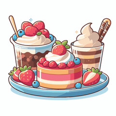 dessert, food, delicious, sweet, chocolate, cake, background, fruit, isolated, cream, bakery, gourmet, snack, celebration, vintage, colorful, decoration, pastry, restaurant, vector, summer, fresh, ico