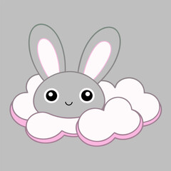 A cute pink baby bunny with a heart, perfect for a spring Easter greeting card