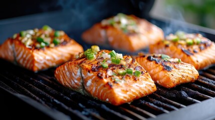 Grilled Salmon on a Barbecue Grill