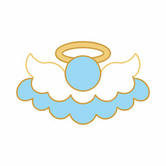 Sunny day forecast with scattered clouds, a blue bird, and icons of weather including rain and night symbols