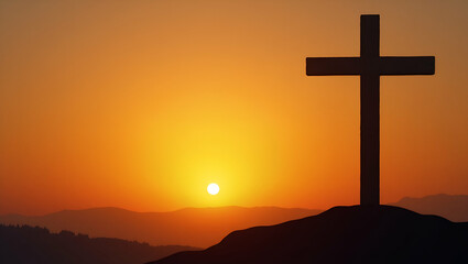 Catholic Cross Silhouette at Sunrise: Faith and New Beginnings