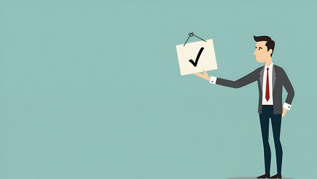 Flat Businessman Navigating Dilemmas: Making Smart Yes/No Decisions with Right and Wrong Choices in Business Options - A Cute Vector Illustration of Decision-Making in Tough Situations