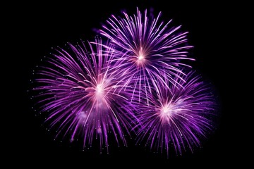 Fototapeta premium Vibrant violet fireworks illuminating the night sky with festive energy for a national holiday