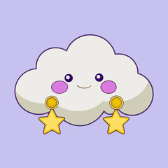 A vector illustration of a boy and girl, symbols of family and love, silhouetted against a cloud computing concept with a sunlit cloud