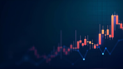 Flat Illustration of Stock Market & Forex Trading Graphs with Candlestick Charts for Financial Investment