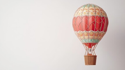 Naklejka premium A decorative colorful hot air balloon floating against a white background