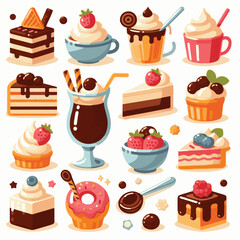 dessert, food, delicious, sweet, chocolate, cake, background, fruit, isolated, cream, bakery, gourmet, snack, celebration, vintage, colorful, decoration, pastry, restaurant, vector, summer, fresh, ico
