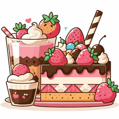 dessert, food, delicious, sweet, chocolate, cake, background, fruit, isolated, cream, bakery, gourmet, snack, celebration, vintage, colorful, decoration, pastry, restaurant, vector, summer, fresh, ico