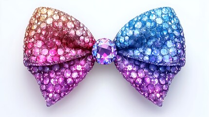 Sparkling Gemstone Bow Tie Multicolored Crystal Bow with Gem Festive Elegant Accessory Design