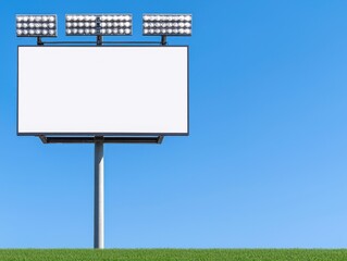 sport banner mockup Empty billboard against a clear blue sky, ready for advertising or messages.