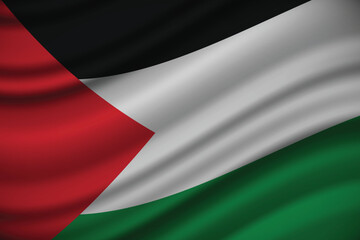 Vector flag of Palestine. Palestine waving flag background.