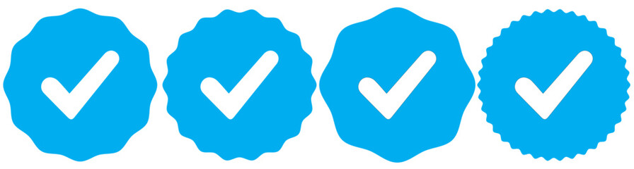 Verified badge icon tick symbol vector approved check mark icon. Blue green checkmark icons - Certificate badge Quality certify icon