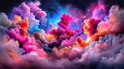 Colorful and vibrant clouds fill the artistic and ethereal sky