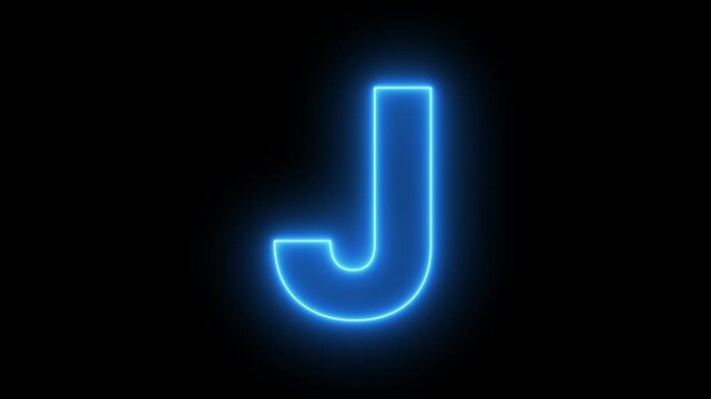 Neon letter alphabet J animation