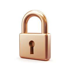 Naklejka premium Premium Rose Gold Padlock Security Symbol 3D Render Isolated White Background