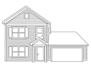 Hand-drawn house illustration for coloring pages. Perfect for children and adults who enjoy creative activities. High-resolution, detailed black-and-white outline