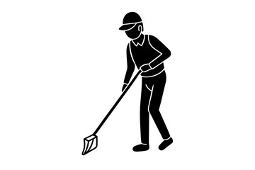 man Cleaning silhouette vector illustration