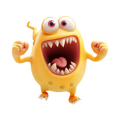 Cartoon Yellow Monster With Wide Grin