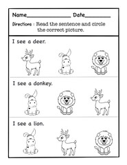 Worksheet Vocabulary Read the sentence and circle the correct picture.
