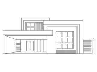 Hand-drawn house illustration for coloring pages. Perfect for children and adults who enjoy creative activities. High-resolution, detailed black-and-white outline